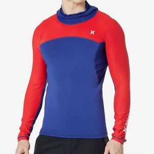 Hurley Men's Red and Blue Swim Rash Guard Kai Lenny collection